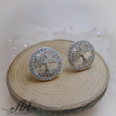 Сребърни обеци с циркони "Дървото на живота" - E-1460
